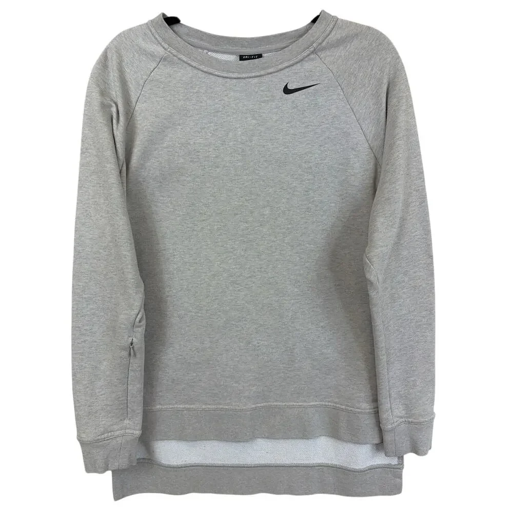 Nike Dri-Fit Grey High-Low Side Slit Sleeve Zip Sweatshirt XS